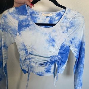 Tye die blue longsleeve crop top.